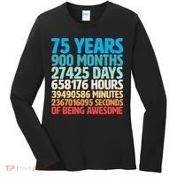 75 Years Of Being Awesome Birthday Time Breakdown Women's Long Sleeve Shirt thumb 0