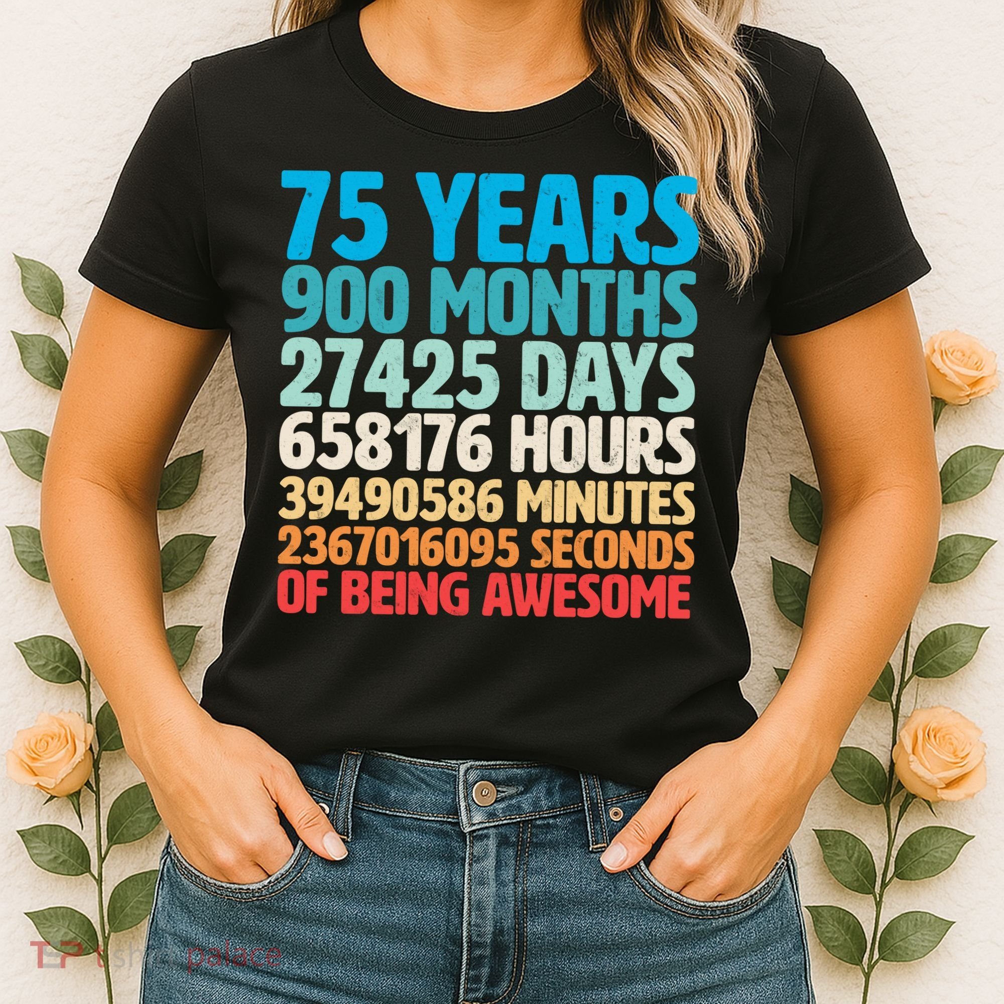 75 Years Of Being Awesome Birthday Time Breakdown Women's T-Shirt
