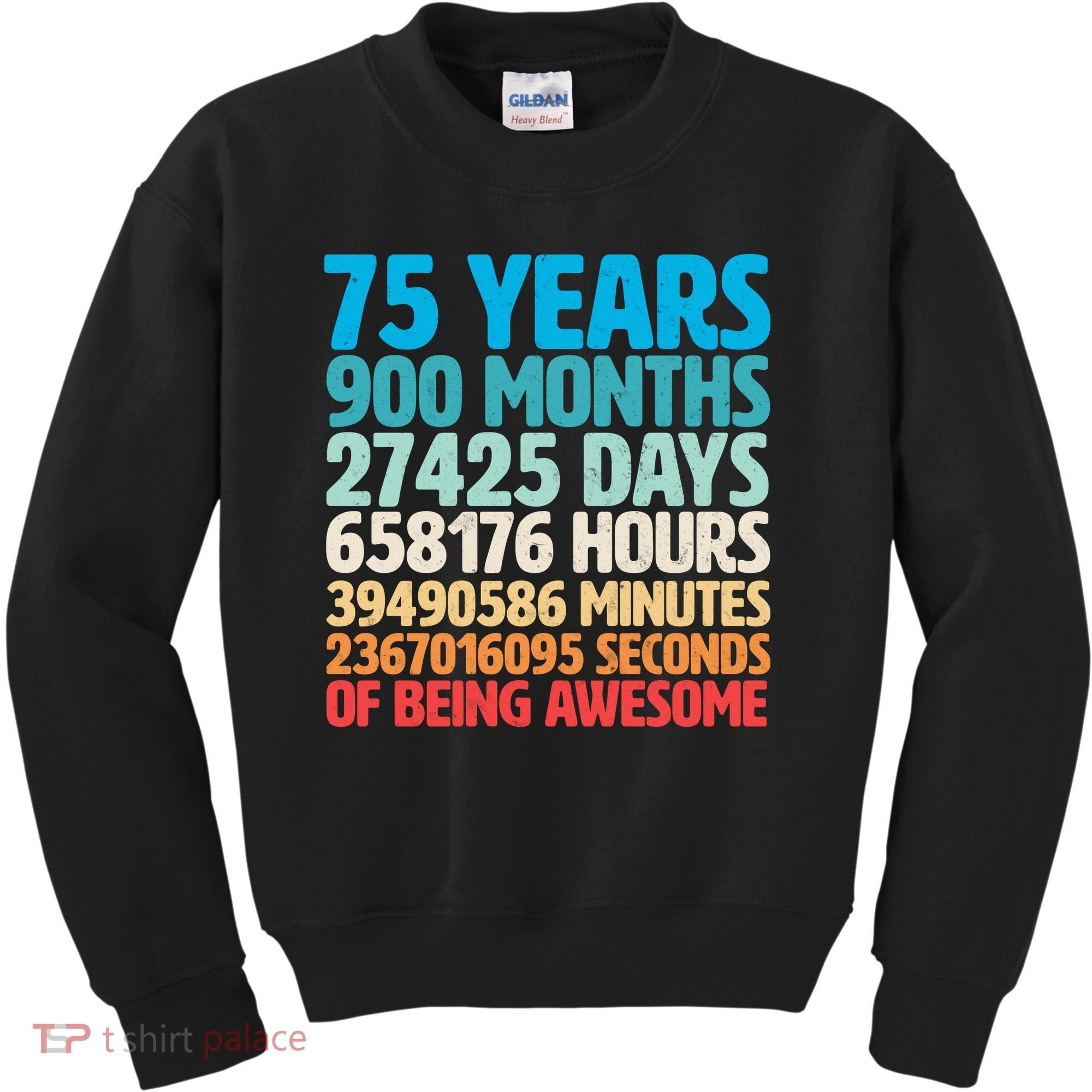 75 Years Of Being Awesome Birthday Time Breakdown Kids Sweatshirt