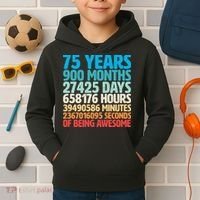 75 Years Of Being Awesome Birthday Time Breakdown Kids Hoodie thumb 2