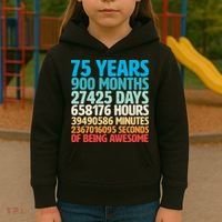 75 Years Of Being Awesome Birthday Time Breakdown Kids Hoodie thumb 3