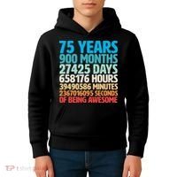 75 Years Of Being Awesome Birthday Time Breakdown Kids Hoodie thumb 4
