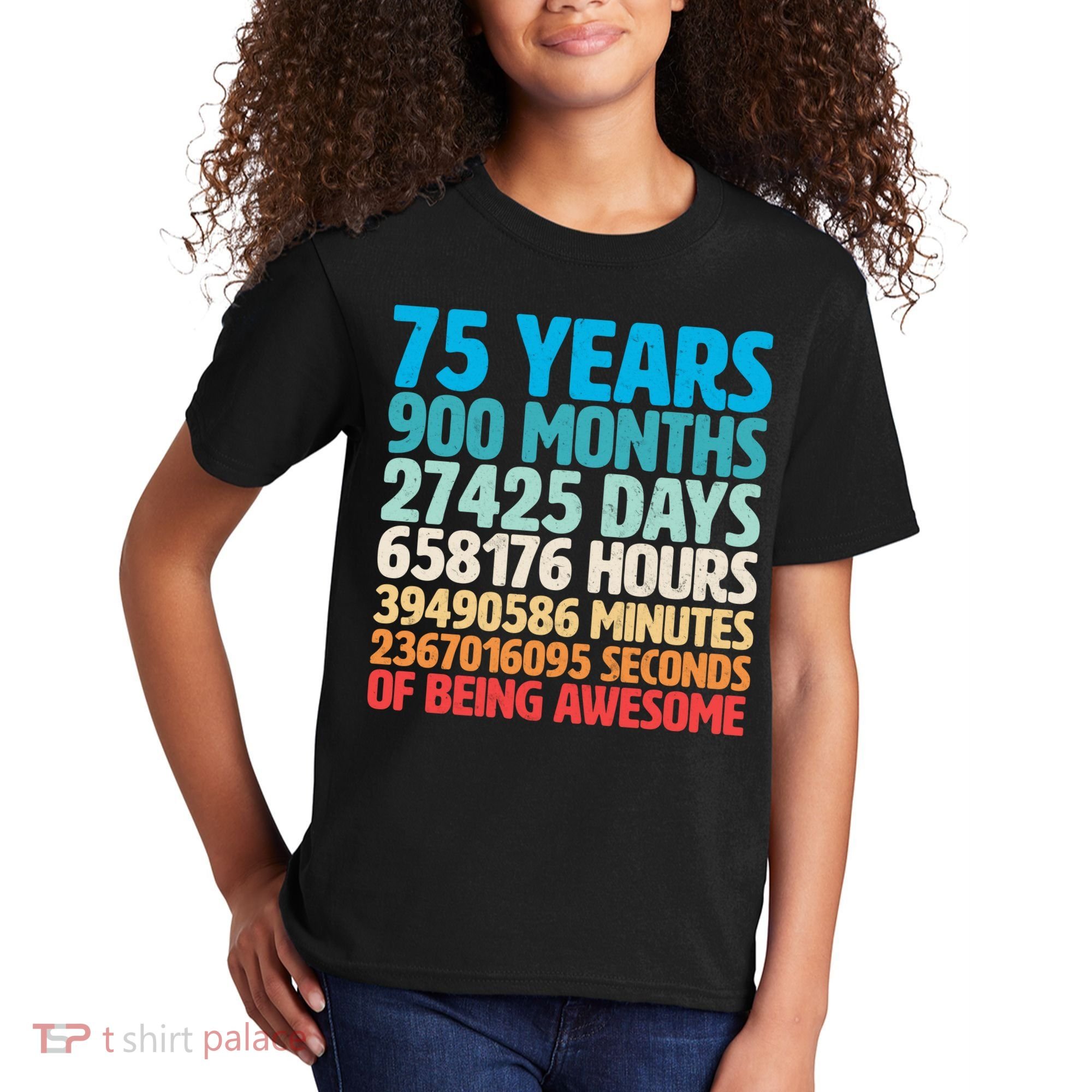 75 Years Of Being Awesome Birthday Time Breakdown Kids T-Shirt