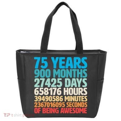75 Years Of Being Awesome Birthday Time Breakdown Tote Bag