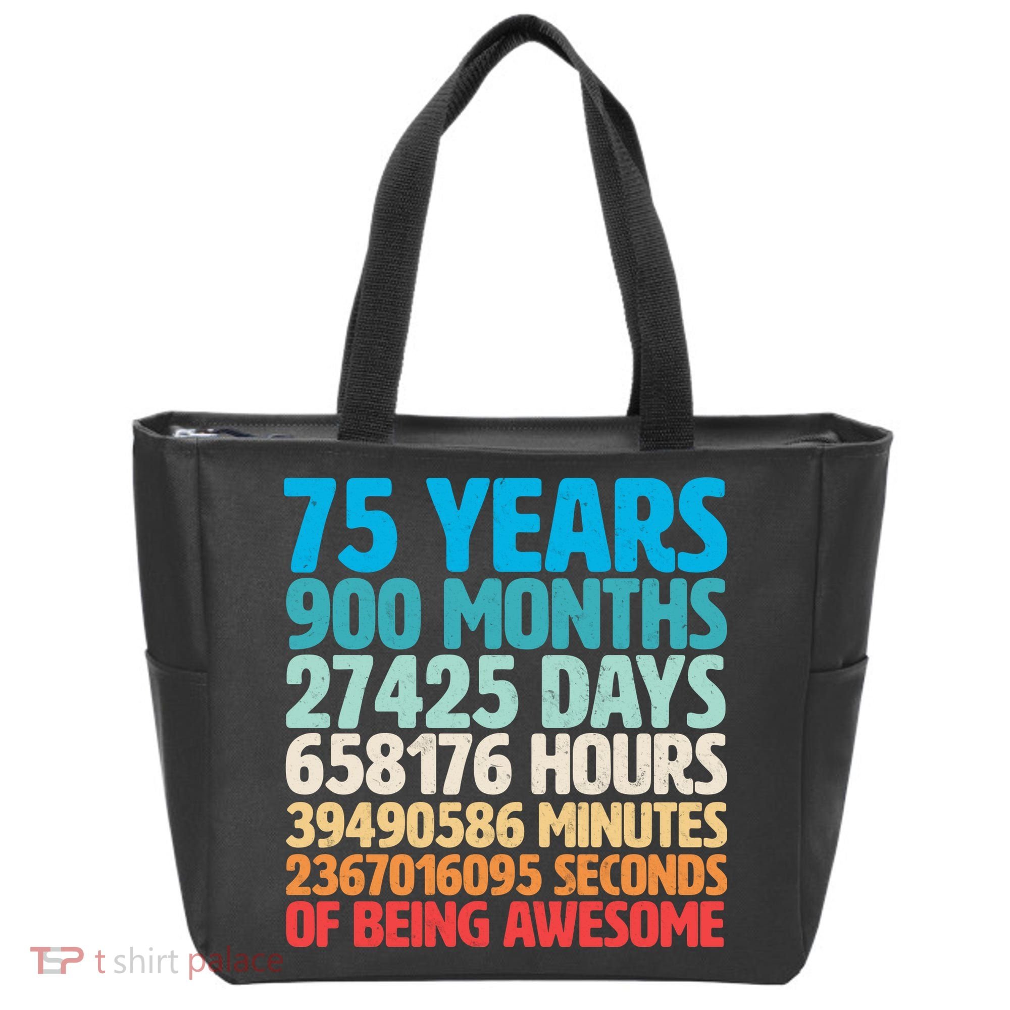 75 Years Of Being Awesome Birthday Time Breakdown Tote Bag