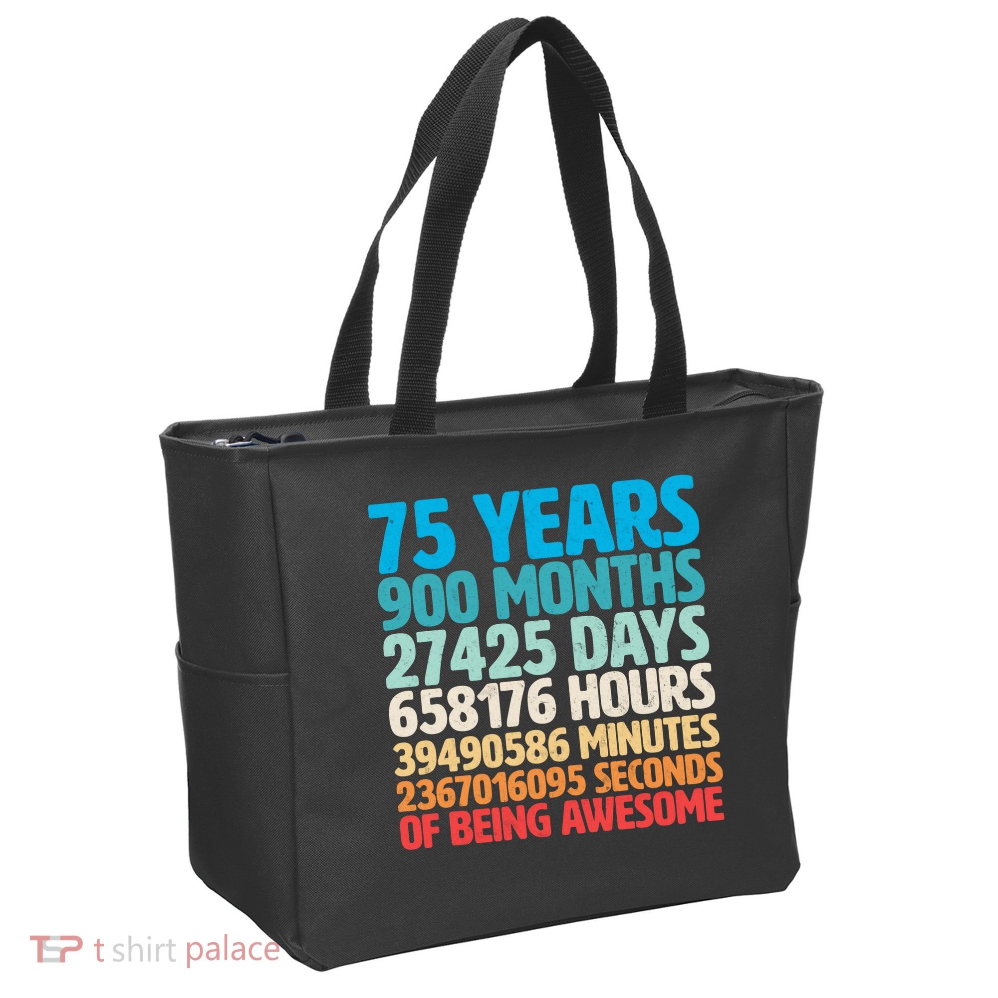 75 Years Of Being Awesome Birthday Time Breakdown Tote Bag