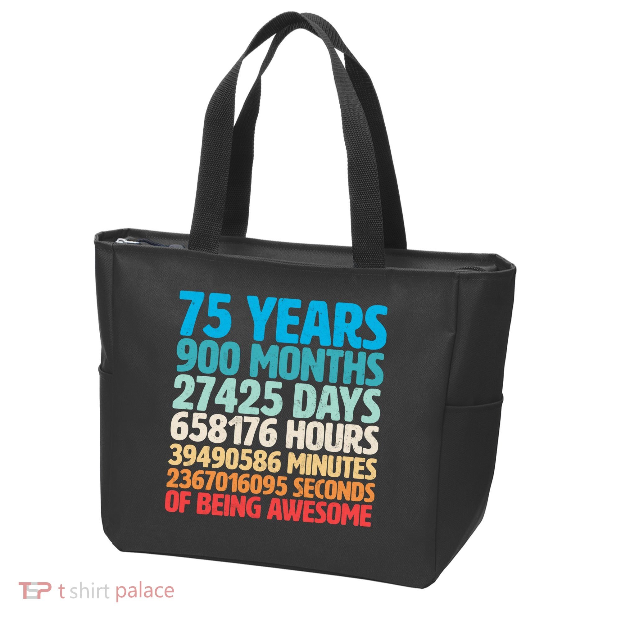 75 Years Of Being Awesome Birthday Time Breakdown Tote Bag