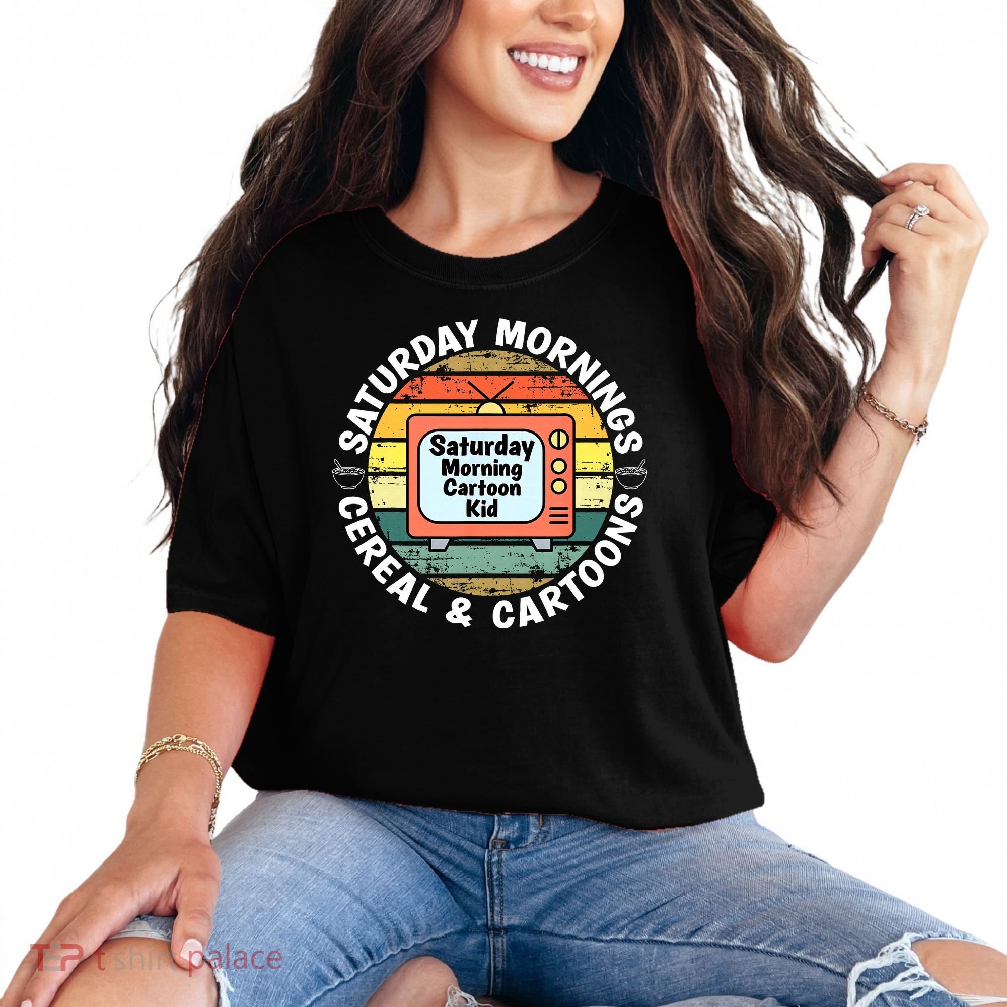 70s 80s 90s Retro Saturday Mornings Cereal And Cartoons Comfort Colors T-Shirt