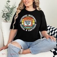 70s 80s 90s Retro Saturday Mornings Cereal And Cartoons Comfort Colors T-Shirt thumb 2