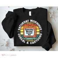 70s 80s 90s Retro Saturday Mornings Cereal And Cartoons Sweatshirt thumb 2