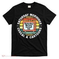 70s 80s 90s Retro Saturday Mornings Cereal And Cartoons T-Shirt thumb 0
