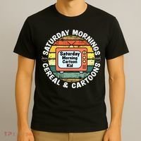 70s 80s 90s Retro Saturday Mornings Cereal And Cartoons T-Shirt thumb 3