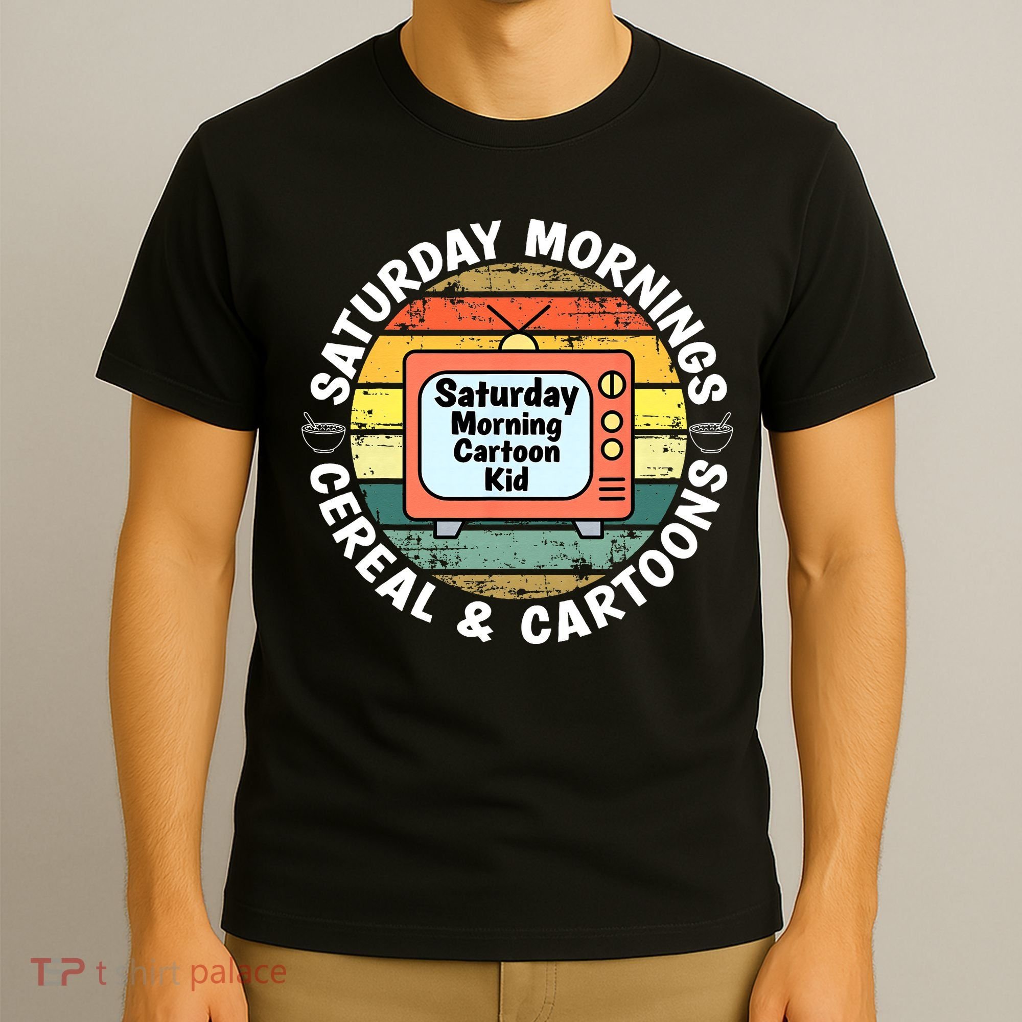 70s 80s 90s Retro Saturday Mornings Cereal And Cartoons T-Shirt