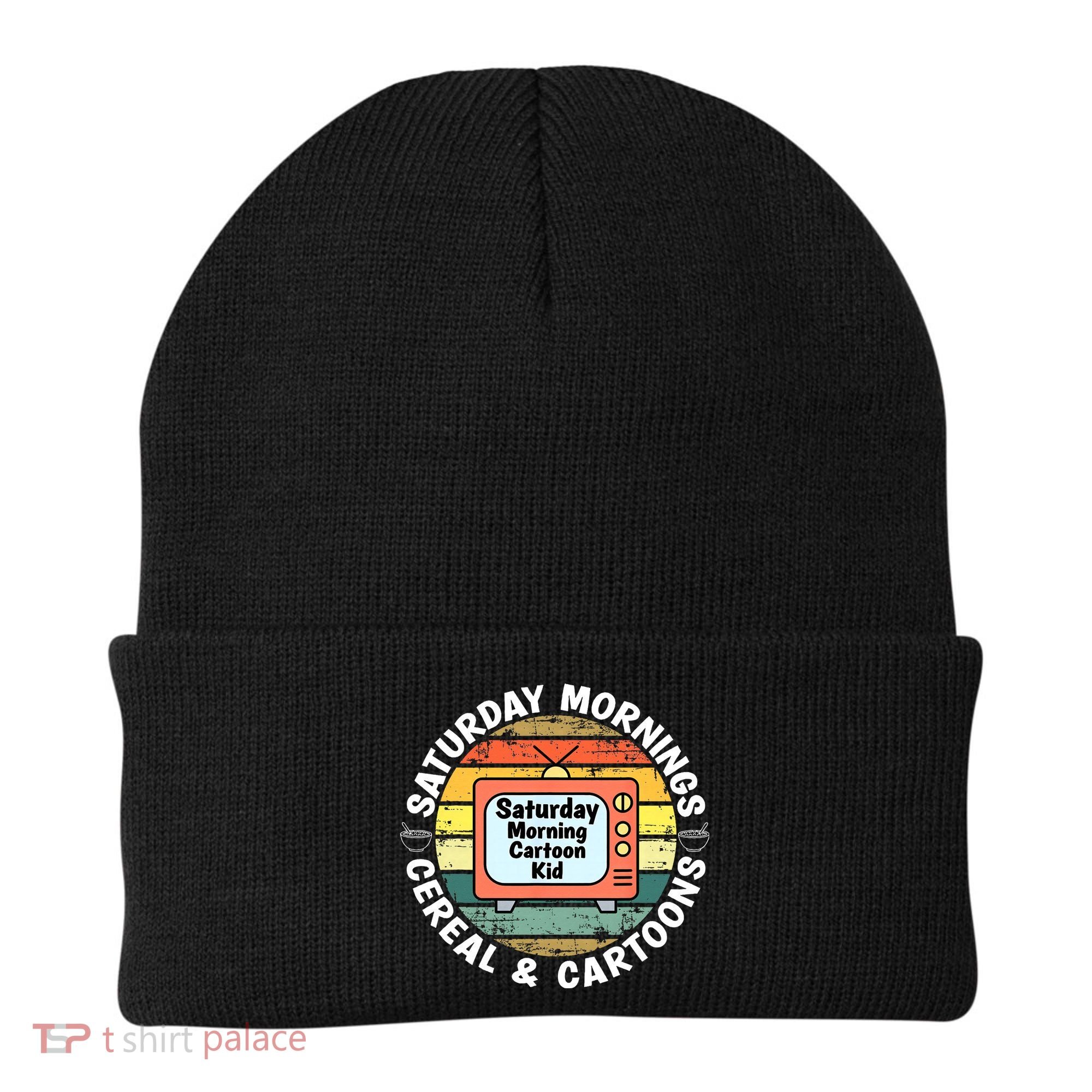 70s 80s 90s Retro Saturday Mornings Cereal And Cartoons Beanie