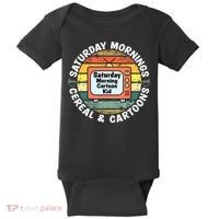 70s 80s 90s Retro Saturday Mornings Cereal And Cartoons Baby Bodysuit thumb 0