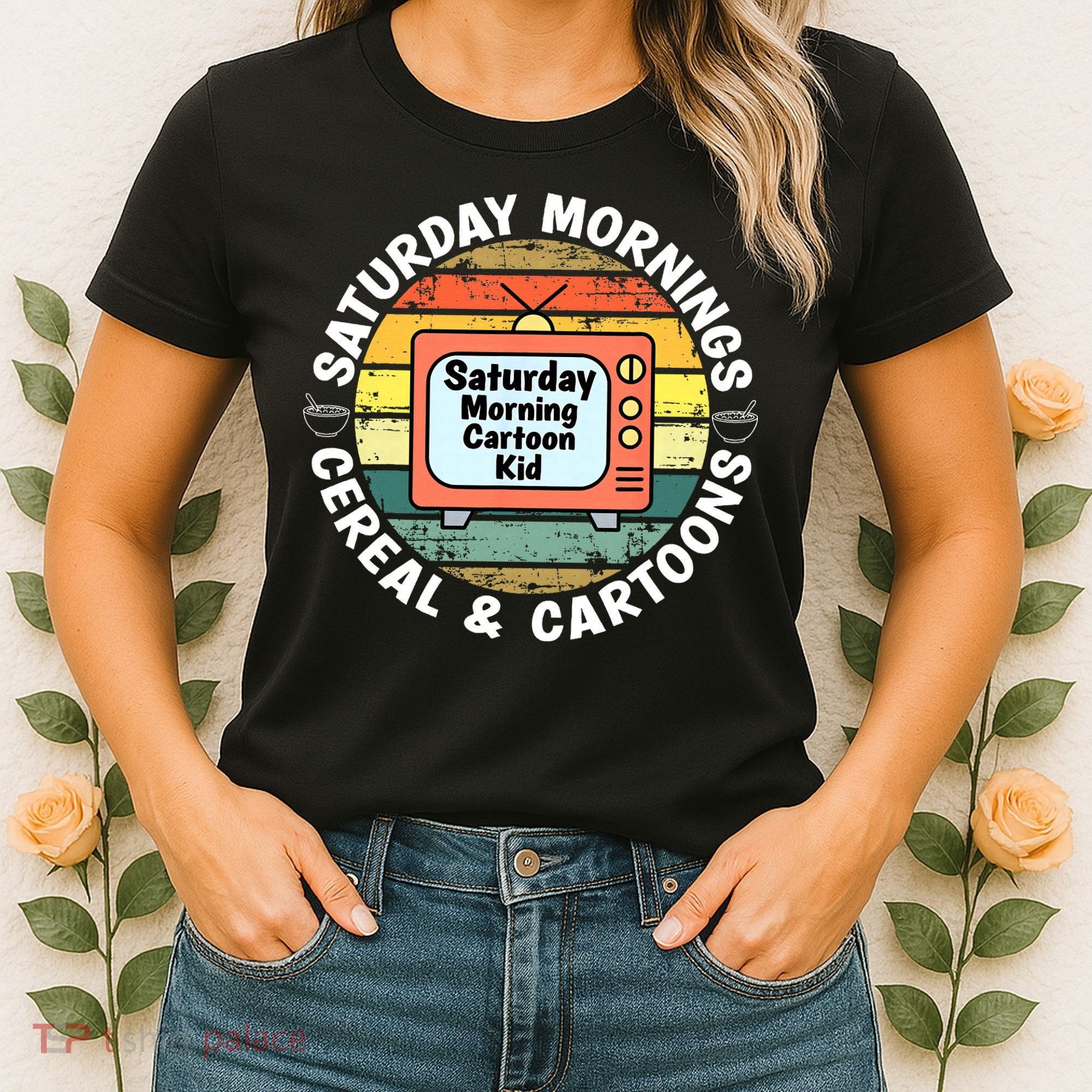 70s 80s 90s Retro Saturday Mornings Cereal And Cartoons Women's T-Shirt