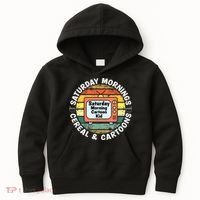 70s 80s 90s Retro Saturday Mornings Cereal And Cartoons Kids Hoodie thumb 0