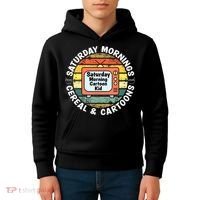70s 80s 90s Retro Saturday Mornings Cereal And Cartoons Kids Hoodie thumb 4