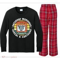 70s 80s 90s Retro Saturday Mornings Cereal And Cartoons Kids Long Sleeve Plaid Pajama Set thumb 0