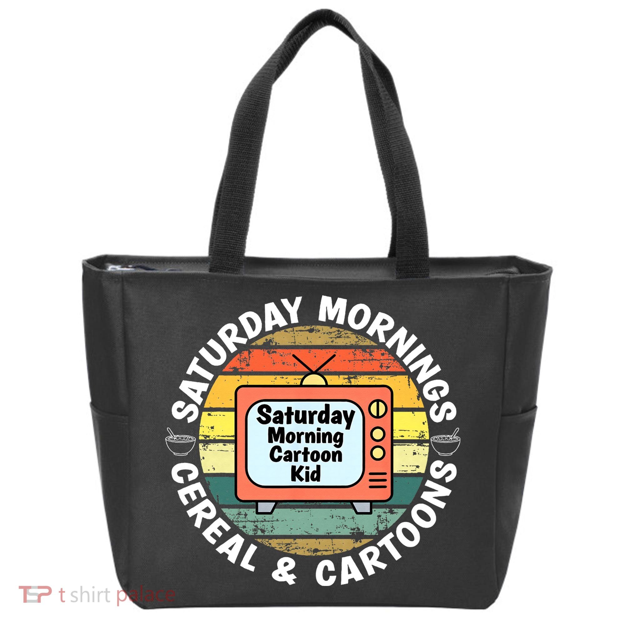 70s 80s 90s Retro Saturday Mornings Cereal And Cartoons Tote Bag
