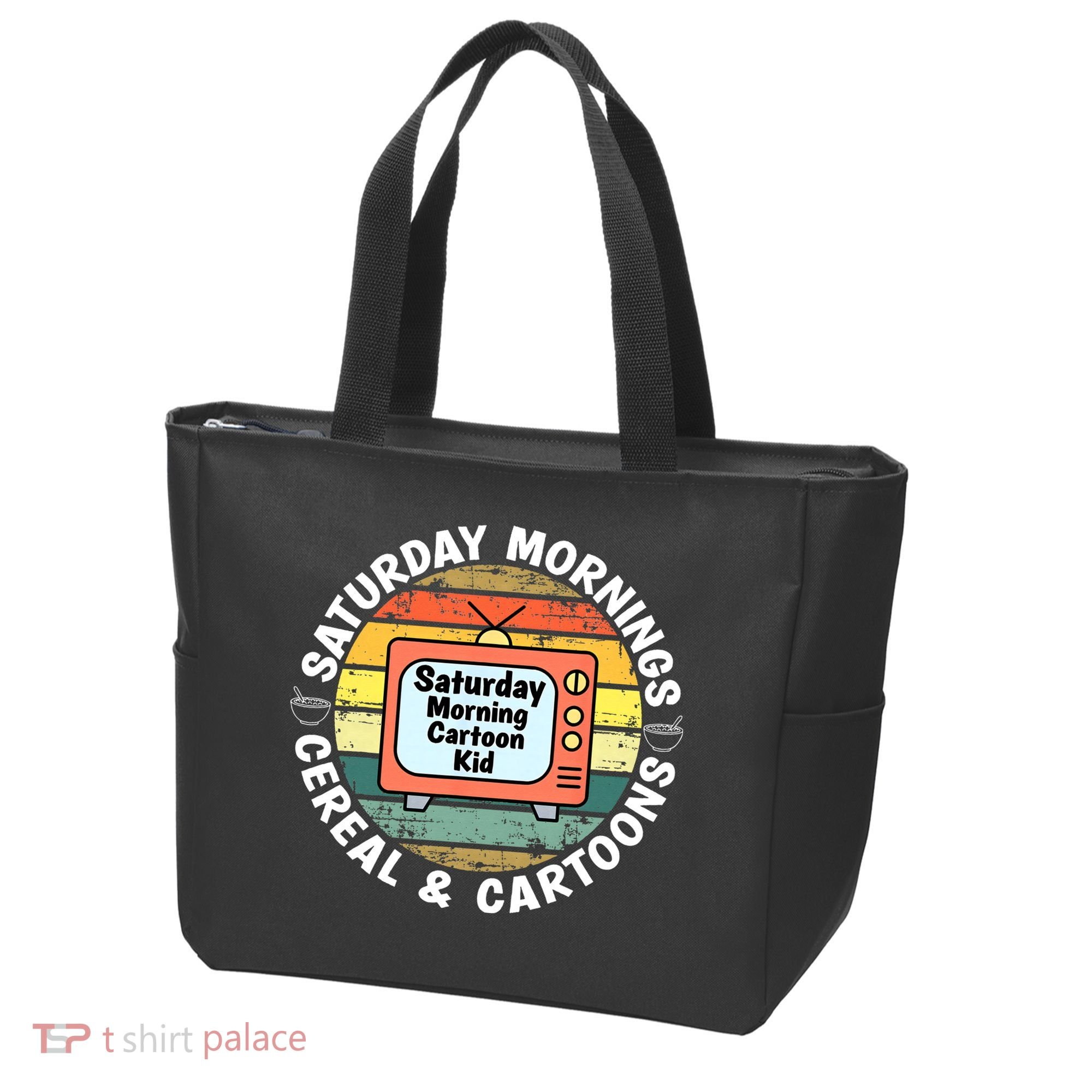 70s 80s 90s Retro Saturday Mornings Cereal And Cartoons Tote Bag