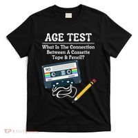 70S 80S 90S Vintage Cassette Tape & Pencil Funny Age Test T-Shirt thumb 0