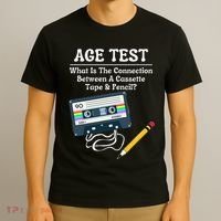 70S 80S 90S Vintage Cassette Tape & Pencil Funny Age Test T-Shirt thumb 3