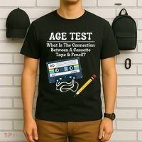 70S 80S 90S Vintage Cassette Tape & Pencil Funny Age Test T-Shirt thumb 6