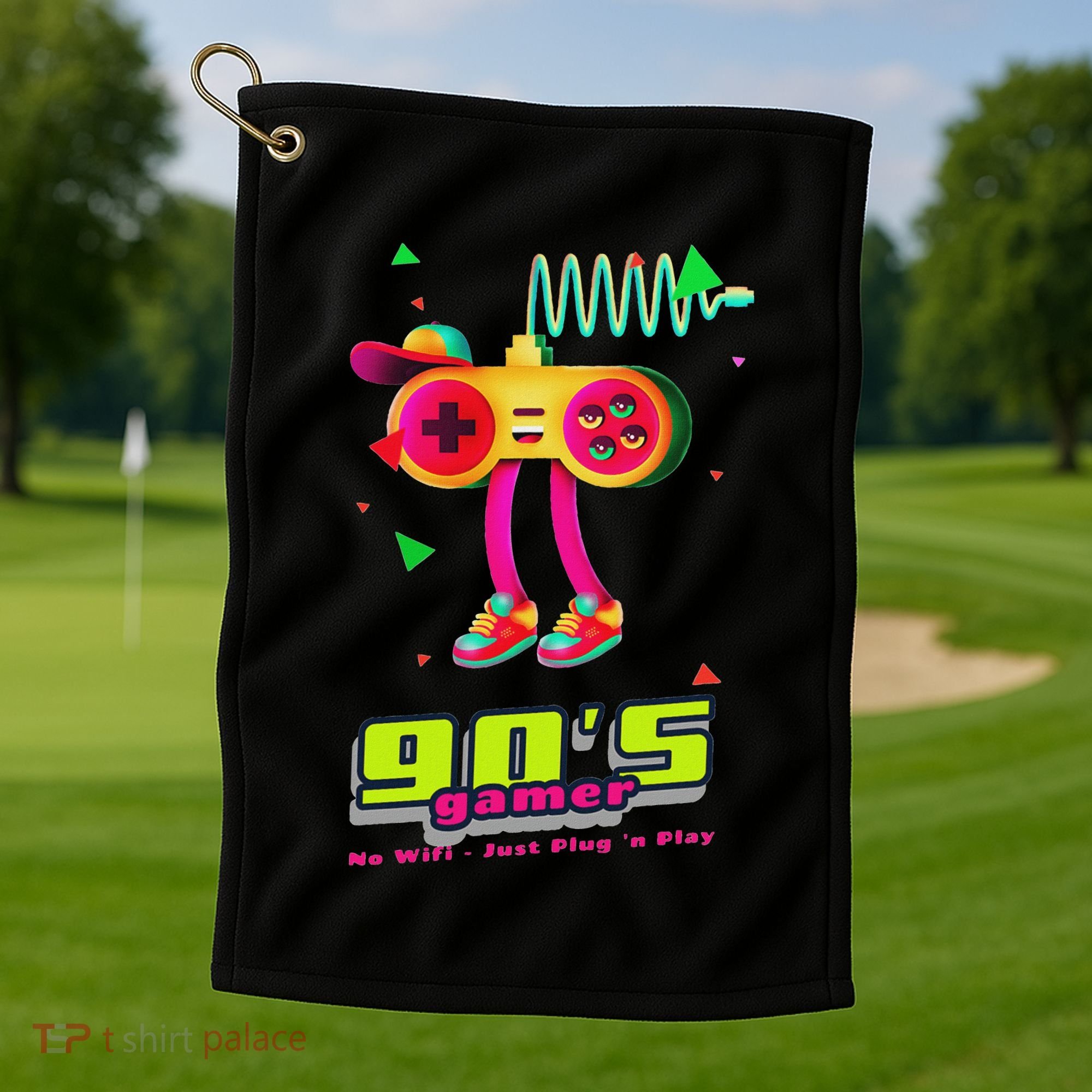 70s 80s 90s Arcade Video Game Old School Gamer Golf Towel