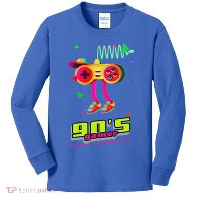 70s 80s 90s Arcade Video Game Old School Gamer Kids Long Sleeve Shirt