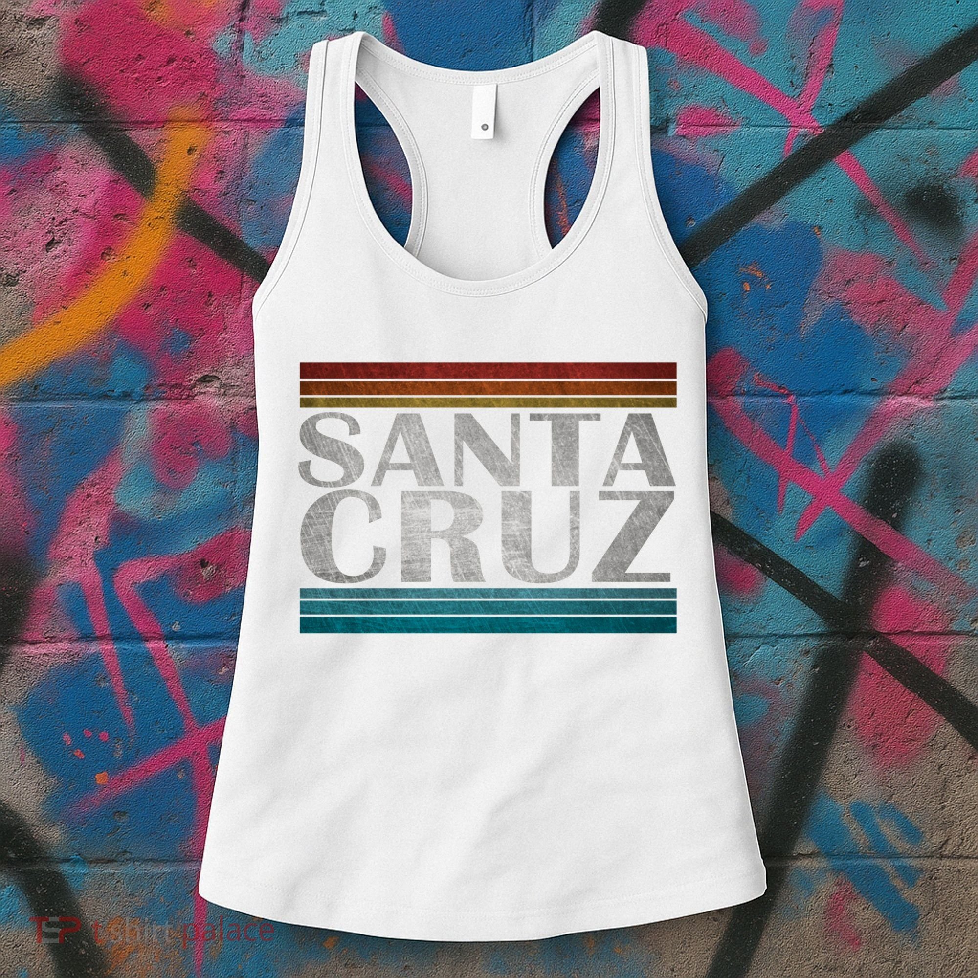 70s 80s Ca California Holiday Summer Santa Cruz Beach Sunset Gift Women's Tank Top