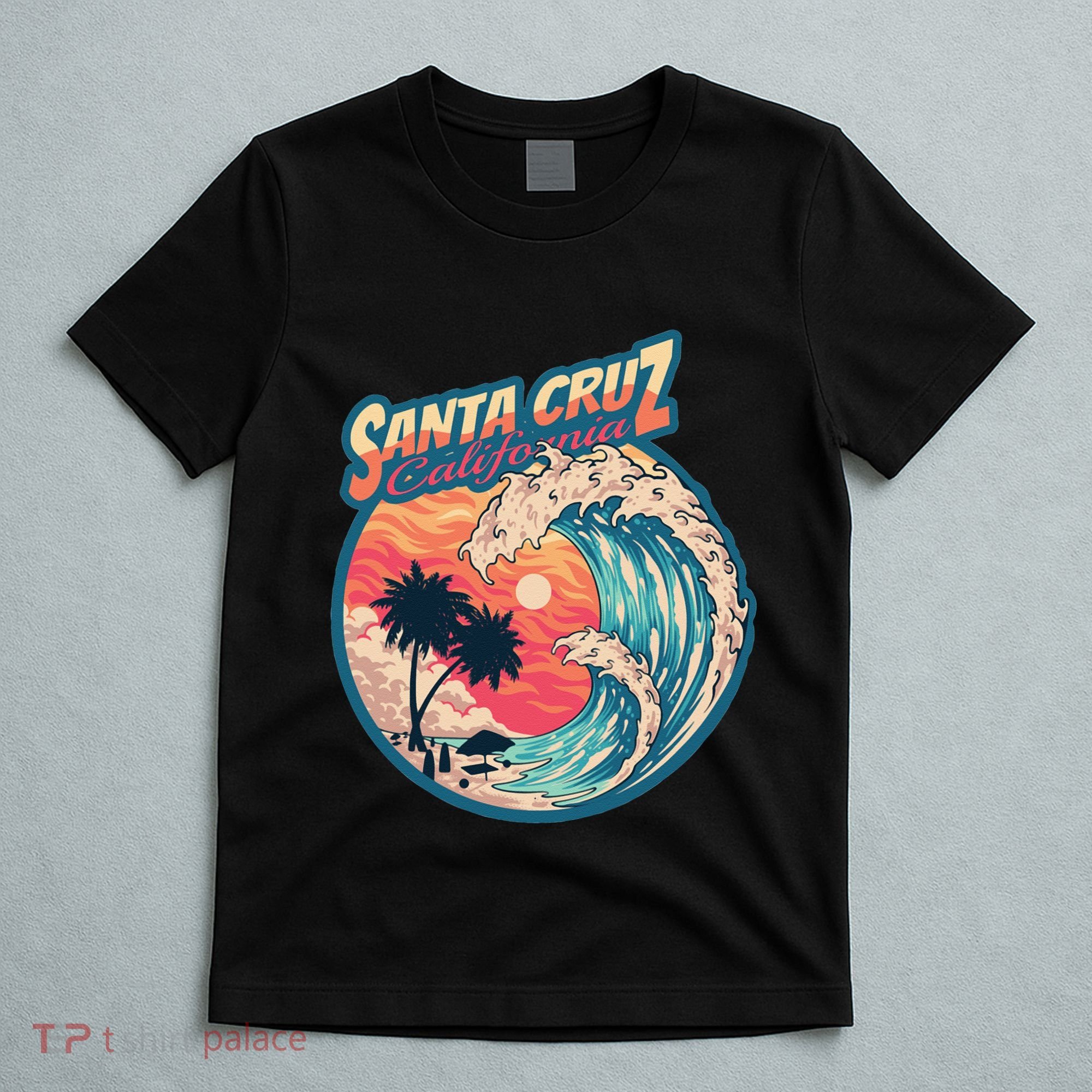 70s 80s In California City Santa Cruz Surfing Huge Wave T-Shirt