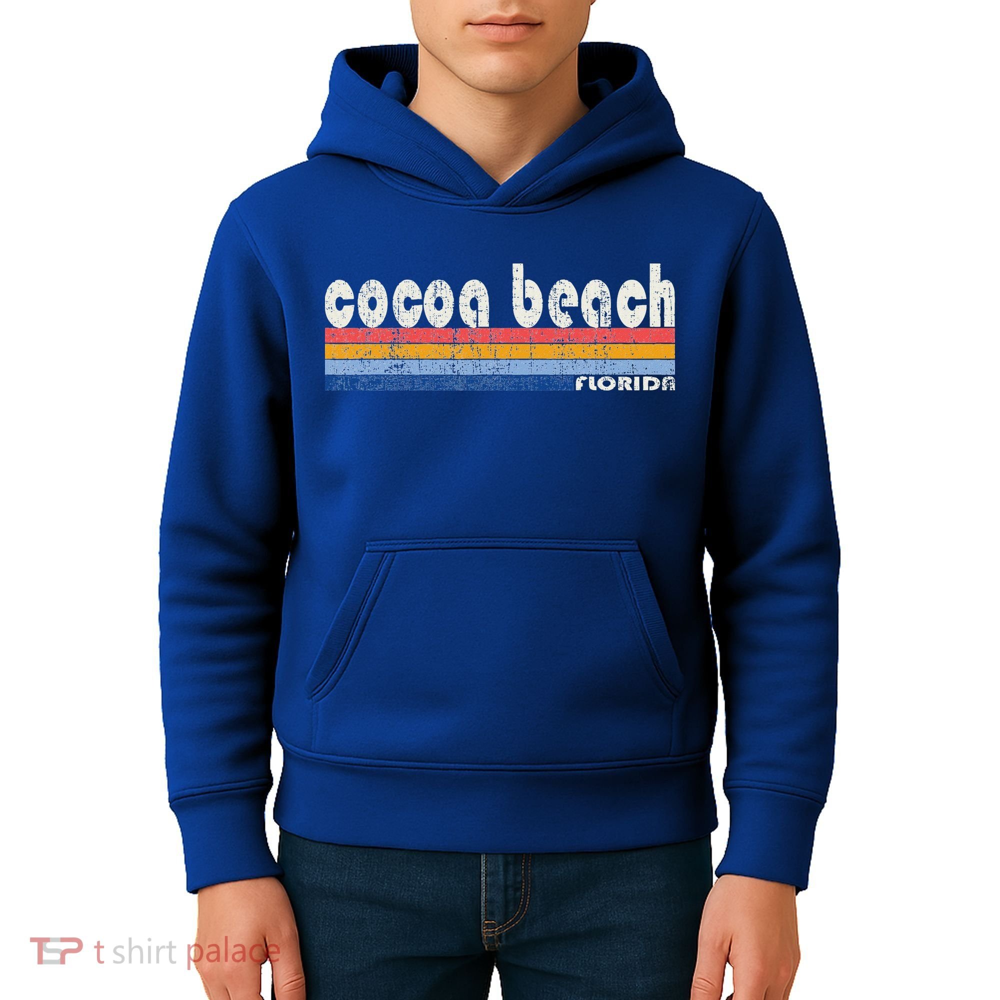70s 80s Style Cocoa Beach Fl Kids Hoodie