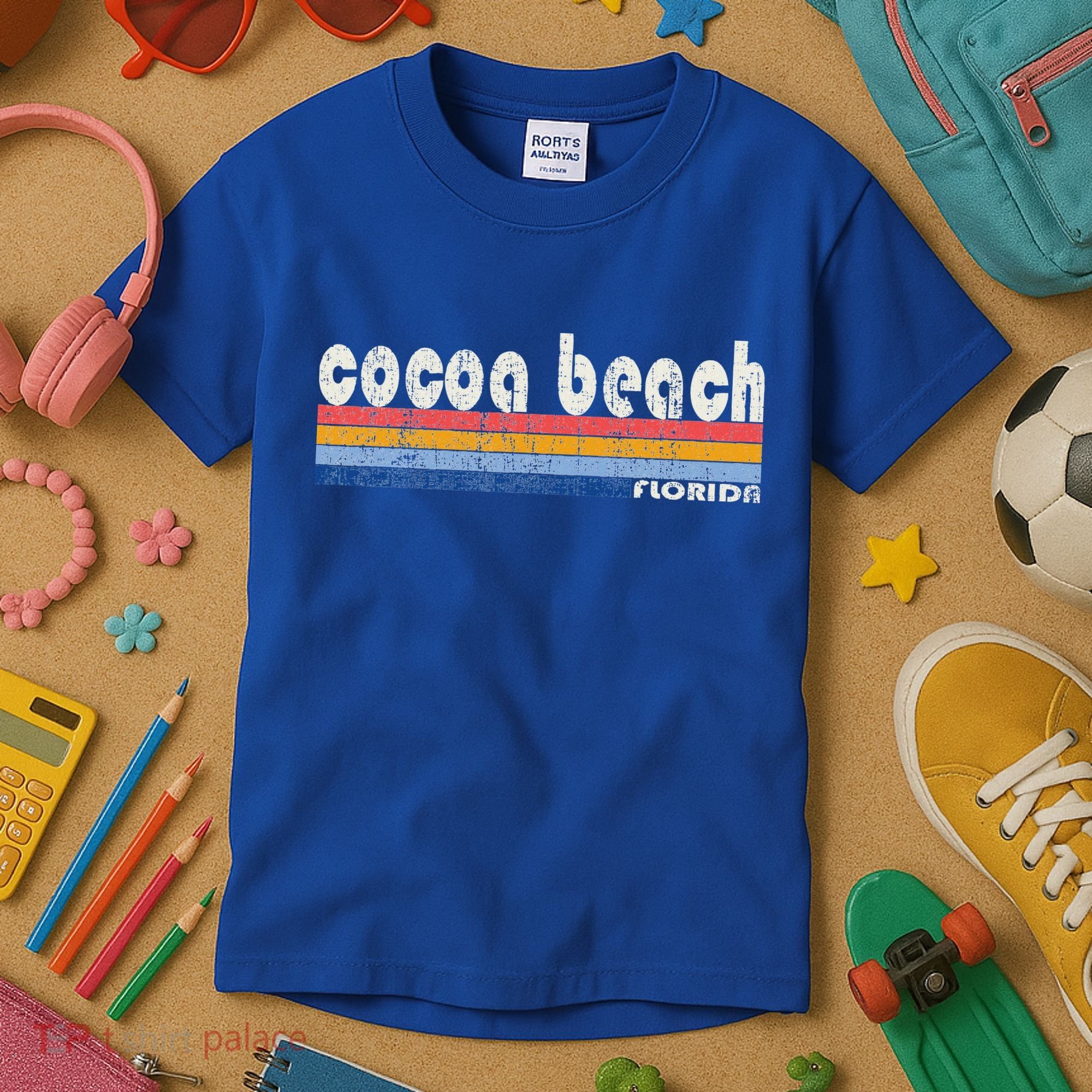 70s 80s Style Cocoa Beach Fl Kids T-Shirt