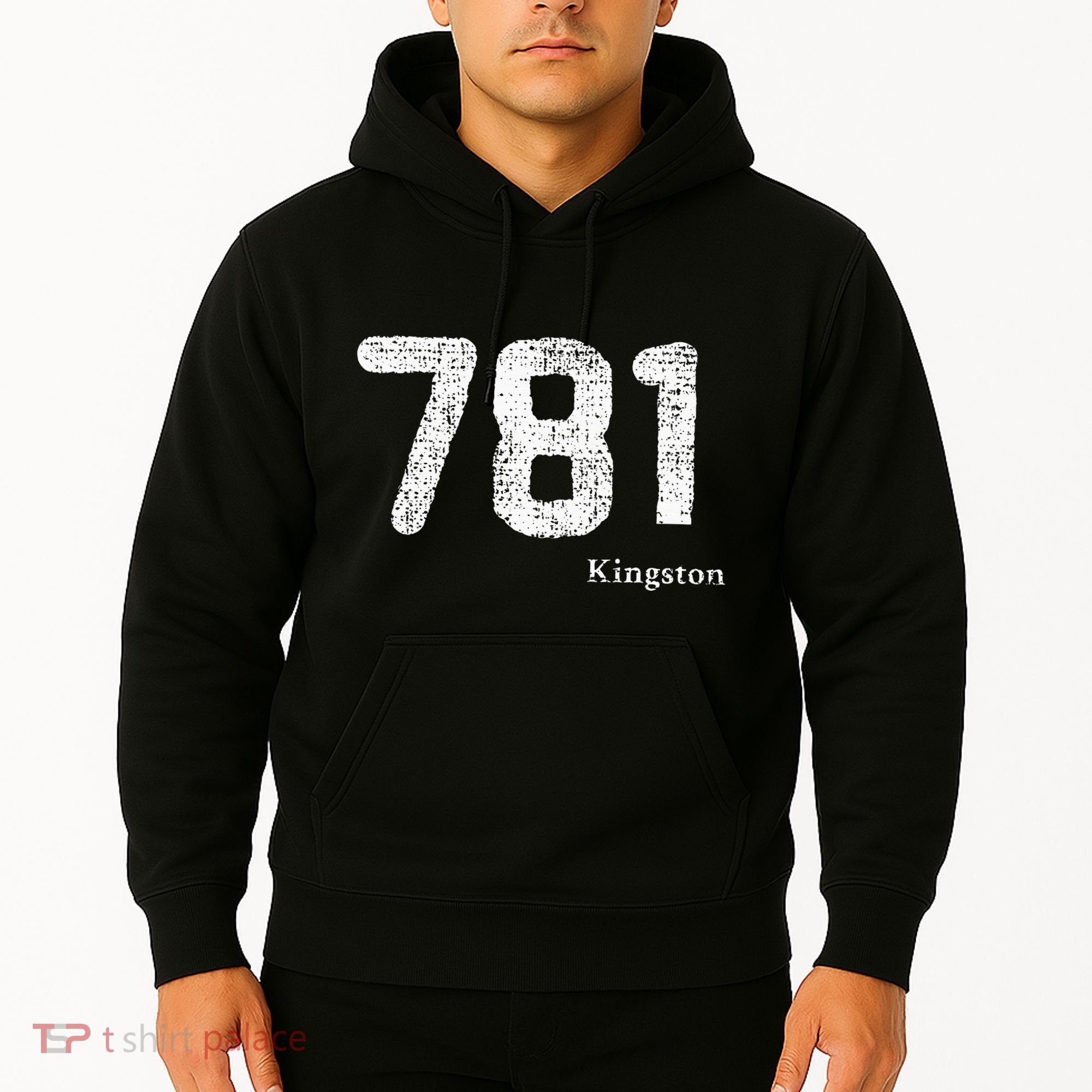 781 Area Code Distressed Kingston Massachusetts Hoodie