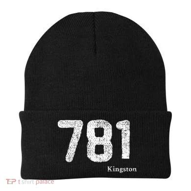 781 Area Code Distressed Kingston Massachusetts Beanie