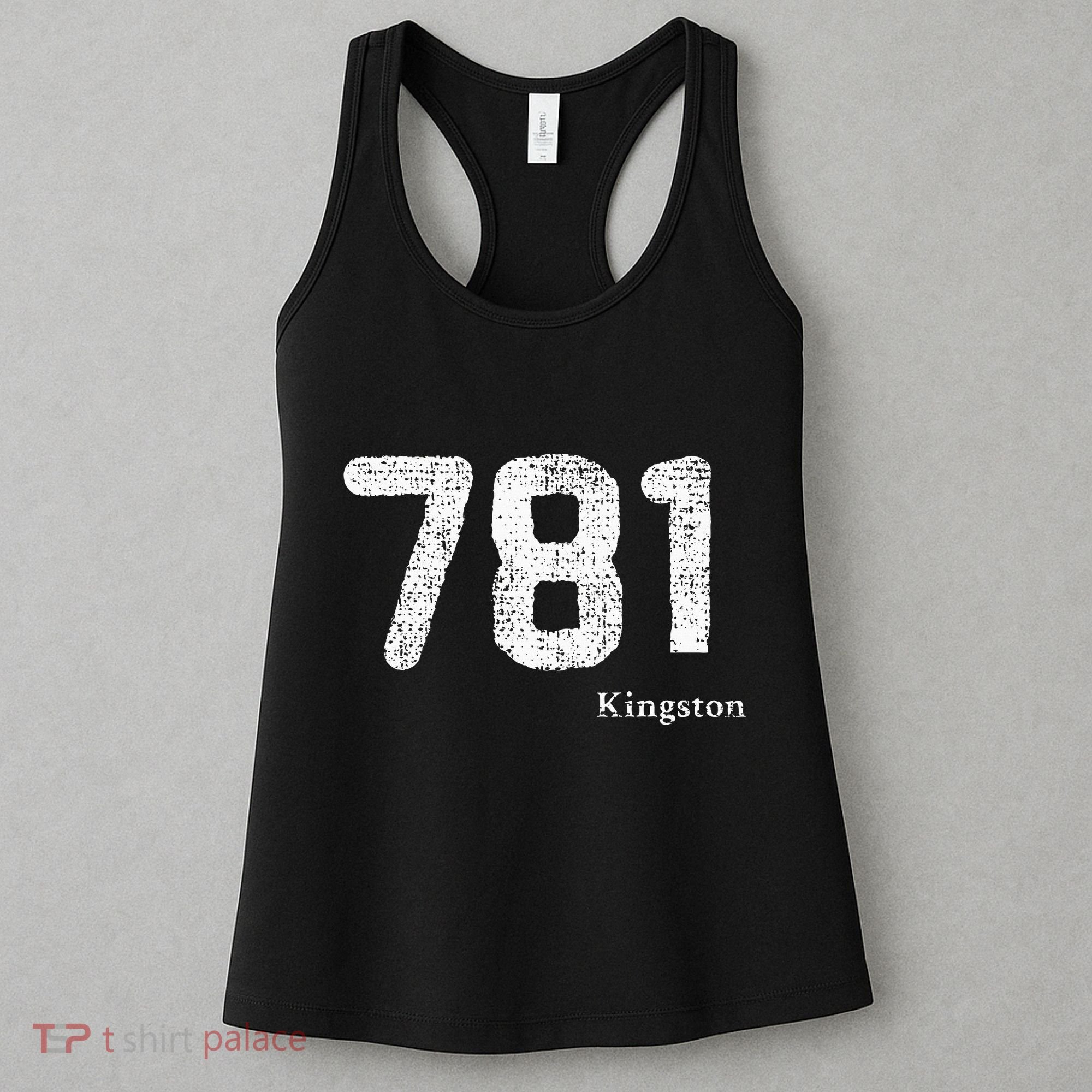 781 Area Code Distressed Kingston Massachusetts Women's Tank Top
