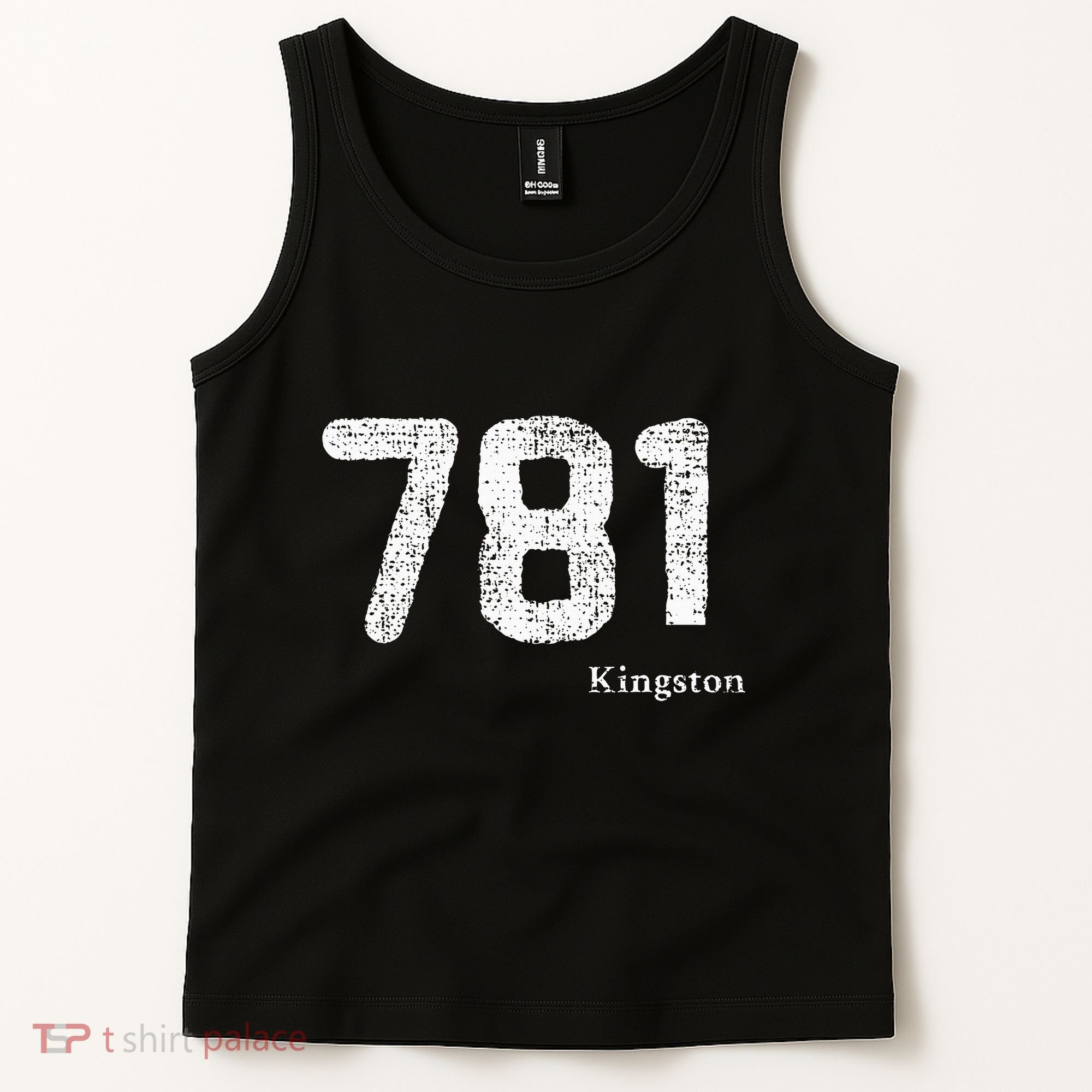 781 Area Code Distressed Kingston Massachusetts Tank Top