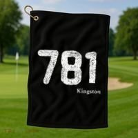 781 Area Code Distressed Kingston Massachusetts Golf Towel thumb 1