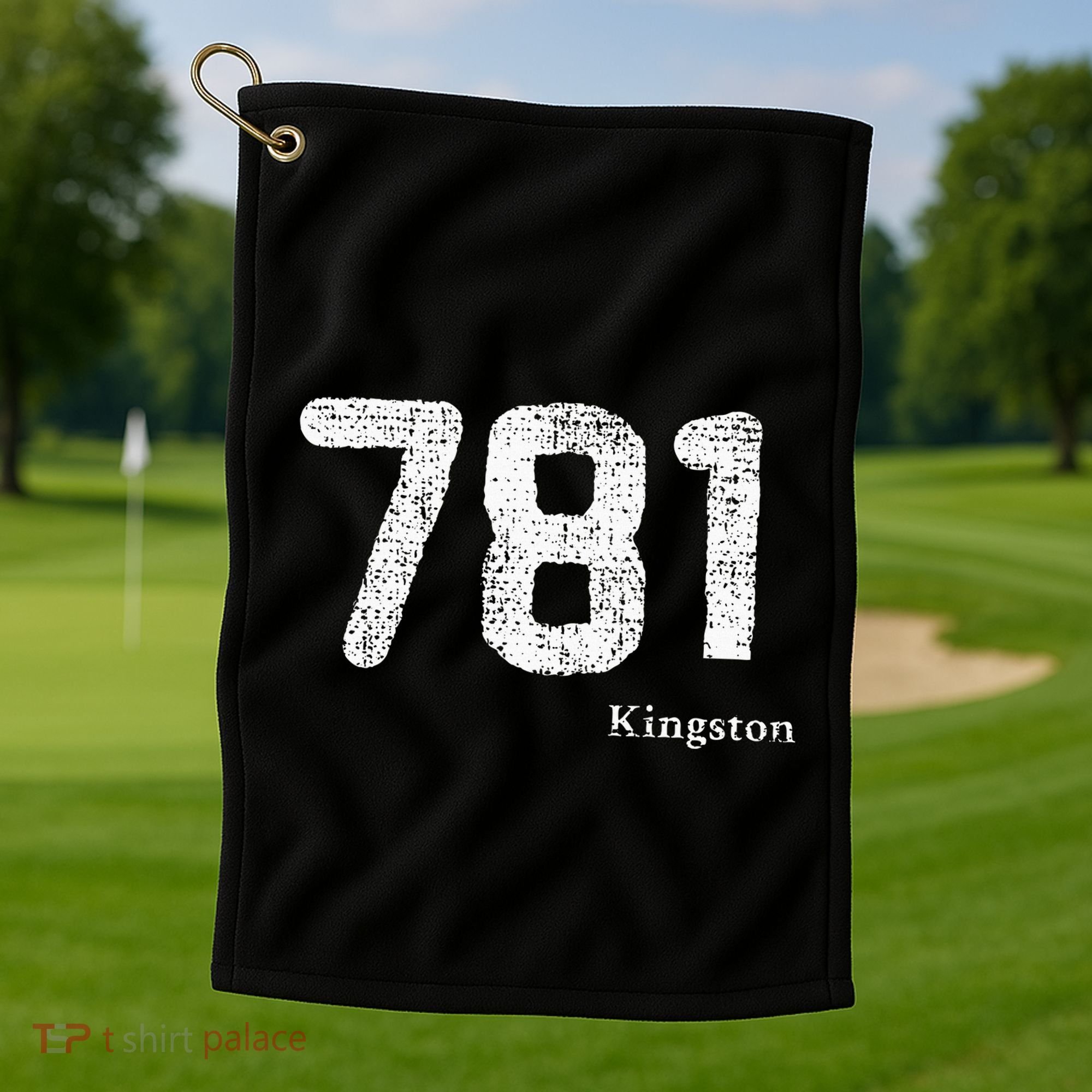 781 Area Code Distressed Kingston Massachusetts Golf Towel