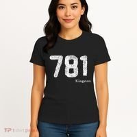 781 Area Code Distressed Kingston Massachusetts Women's T-Shirt thumb 4