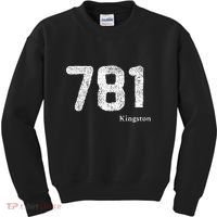 781 Area Code Distressed Kingston Massachusetts Kids Sweatshirt thumb 0