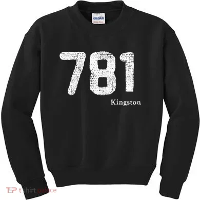 781 Area Code Distressed Kingston Massachusetts Kids Sweatshirt