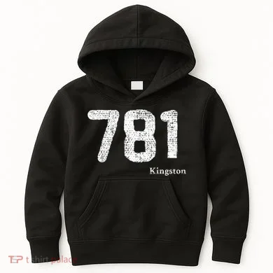 781 Area Code Distressed Kingston Massachusetts Kids Hoodie