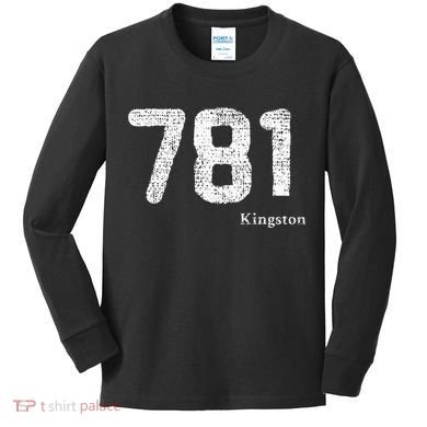 781 Area Code Distressed Kingston Massachusetts Kids Long Sleeve Shirt