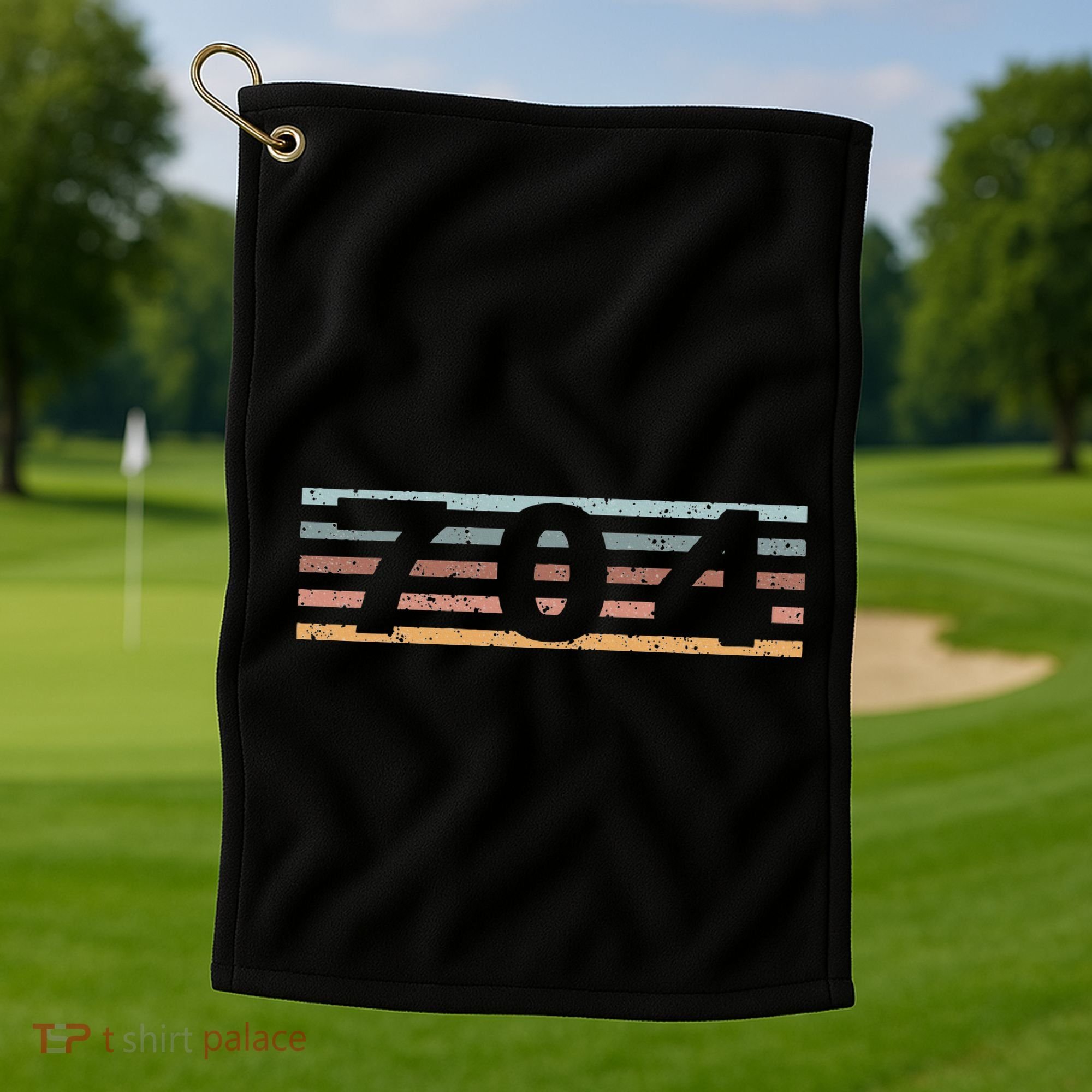 704 Area Code Retro North Carolina Charlotte Golf Towel