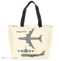 747 Airplane Hand Drawn Graphic Plane Tote Bag thumb 0