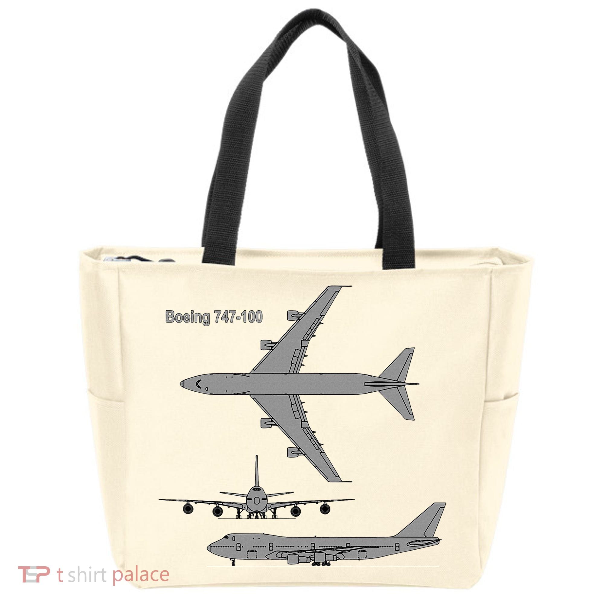 747 Airplane Hand Drawn Graphic Plane Tote Bag