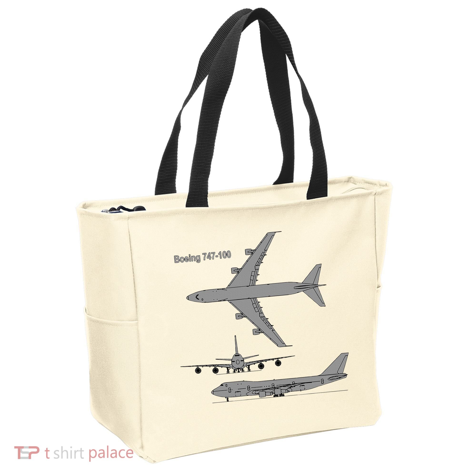 747 Airplane Hand Drawn Graphic Plane Tote Bag