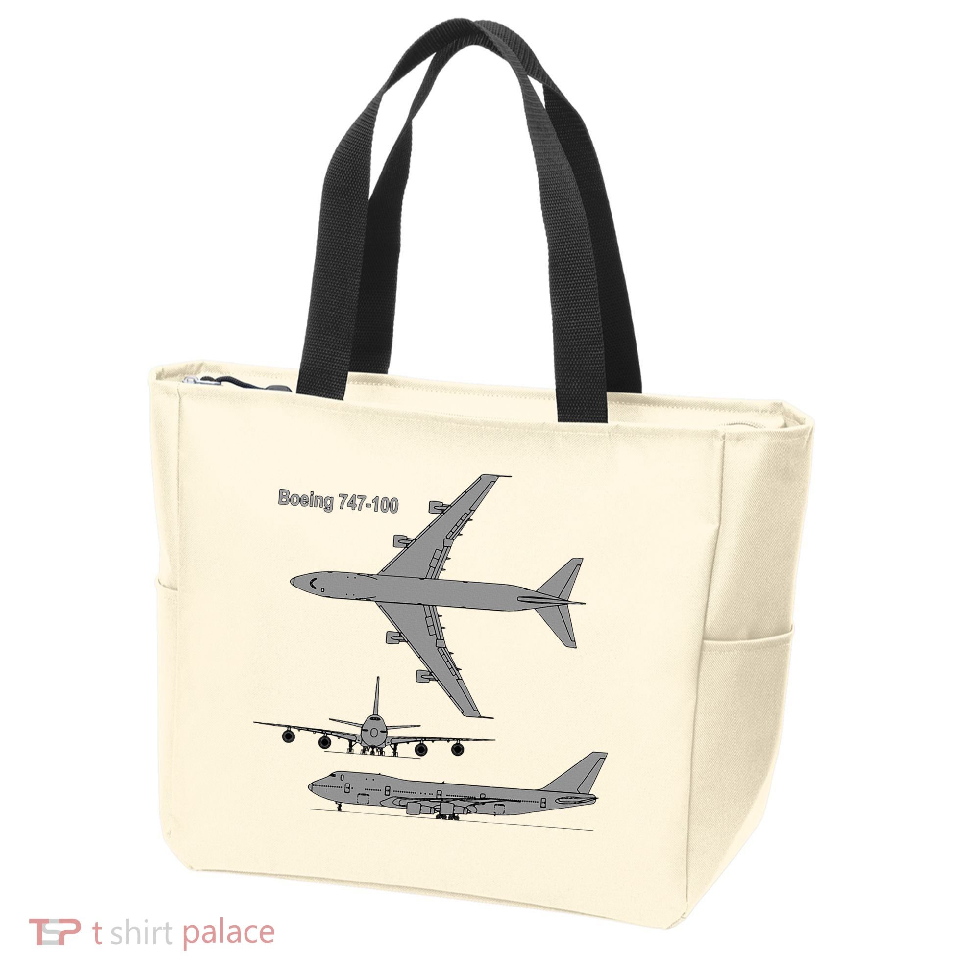747 Airplane Hand Drawn Graphic Plane Tote Bag